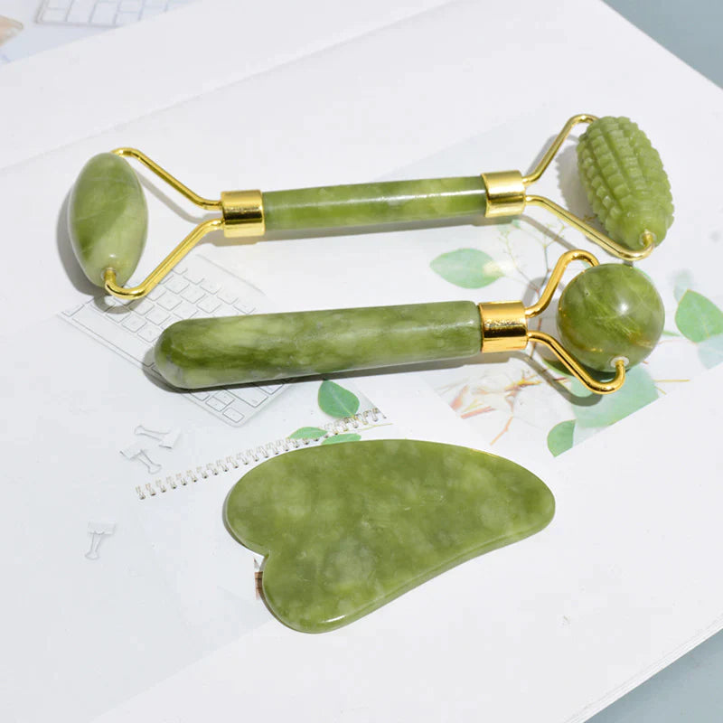 Jade Roller & Gua Sha For Facial - Reduce Puffiness & Wrinkles, Improve Skin's Elasticity, And Eliminate Toxins .