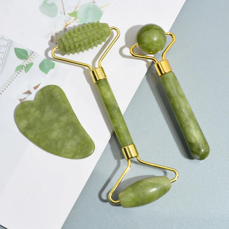 Jade Roller & Gua Sha For Facial - Reduce Puffiness & Wrinkles, Improve Skin's Elasticity, And Eliminate Toxins .