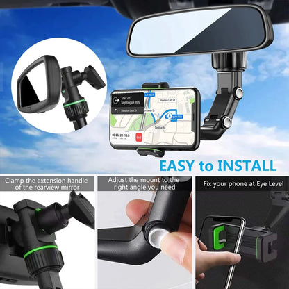 360 Car Rearview Phone Holder For all Smarphones